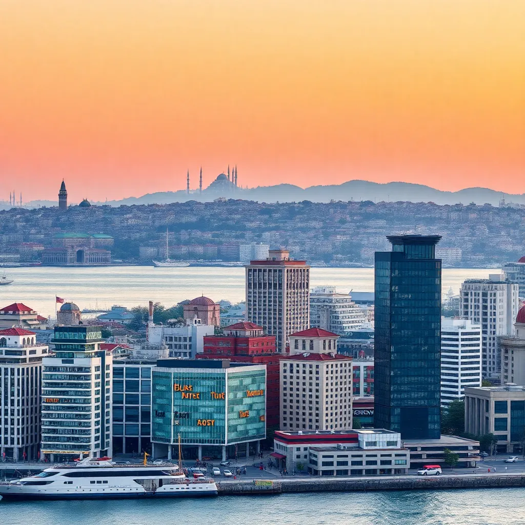 İstanbul'un iş merkezi bölgesinde modern binalar